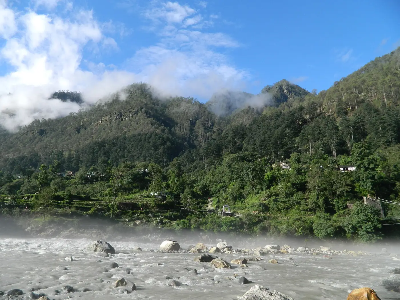 Harsil valley and the Bhagirathi river