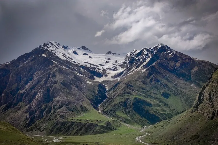 High barren Himalayan valley with glacier views, similar to the Nelang landscape